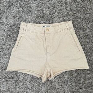 Zara Cream High Waist Shorts